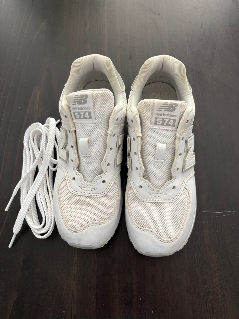 Kids New Balance White Mesh & Leather 574 Sneakers